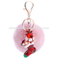 Poms del pom de la piel de las decoraciones del regalo de la Navidad / keychain de la bola de la piel del conejo / poms al por mayor del pom de la piel